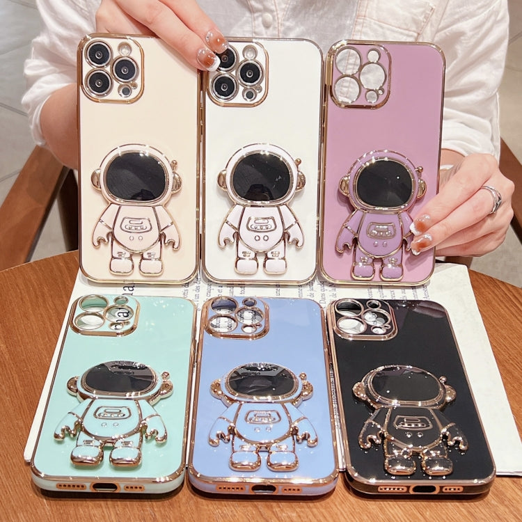 For iPhone 15 Electroplating Astronaut Holder Phone Case(White) - iPhone 15 Cases by PMC TechLife | Online Shopping South Africa | PMC TechLife
