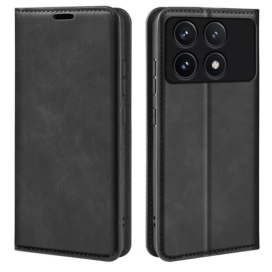 For Xiaomi Redmi K70 Retro-skin Magnetic Suction Leather Phone Case(Black) - K70 Cases by PMC Jewellery | Online Shopping South Africa | PMC Jewellery | Buy Now Pay Later Mobicred