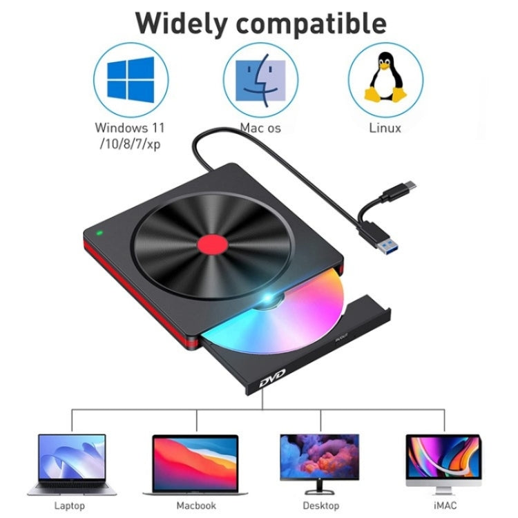 048 Type-C Optical Drive Portable DVD-RW External USB Optical Drive Laptop DVD Burner - Rewritable Drive by PMC Jewellery | Online Shopping South Africa | PMC Jewellery | Buy Now Pay Later Mobicred