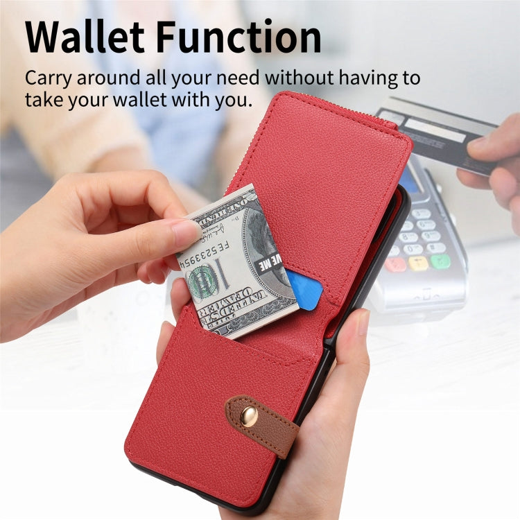 For OPPO Find N3 Flip Vertical Flip Zipper Wallet Ring Leather Phone Case(Red) - Find N3 Flip Cases by PMC TechLife | Online Shopping South Africa | PMC TechLife