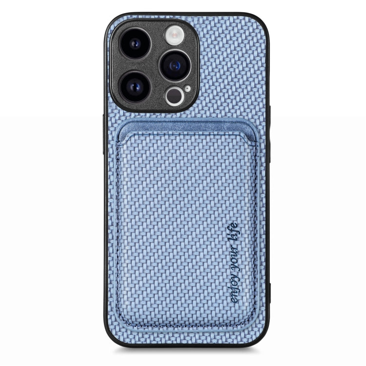 For iPhone 15 Pro Carbon Fiber Leather Card Magsafe Phone Case(Blue) - iPhone 15 Pro Cases by PMC Jewellery | Online Shopping South Africa | PMC Jewellery