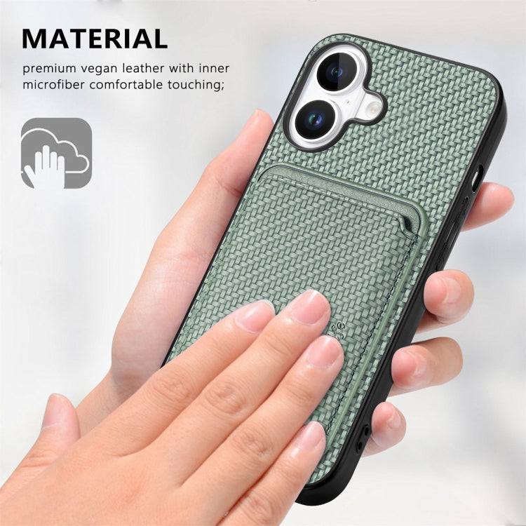 For iPhone 16 Plus Carbon Fiber Leather Card Magsafe Phone Case(Green) - iPhone 16 Plus Cases by PMC Jewellery | Online Shopping South Africa | PMC Jewellery | Buy Now Pay Later Mobicred