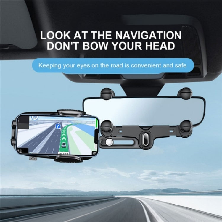 R009 Universal Vehicle Retractable Phone Clip Holder Car Rearview Mirror Cell Phone Mount(Black) - Car Holders by PMC Jewellery | Online Shopping South Africa | PMC Jewellery | Buy Now Pay Later Mobicred