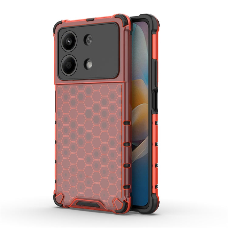 For Redmi Note 13R Pro Shockproof Honeycomb Phone Case(Red) - Xiaomi Cases by PMC TechLife | Online Shopping South Africa | PMC TechLife | Buy Now Pay Later Mobicred
