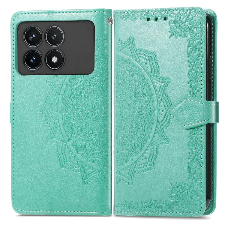 For Xiaomi Redmi K70 Pro Mandala Flower Embossed Leather Phone Case(Green) - K70 Pro Cases by PMC Jewellery | Online Shopping South Africa | PMC Jewellery | Buy Now Pay Later Mobicred