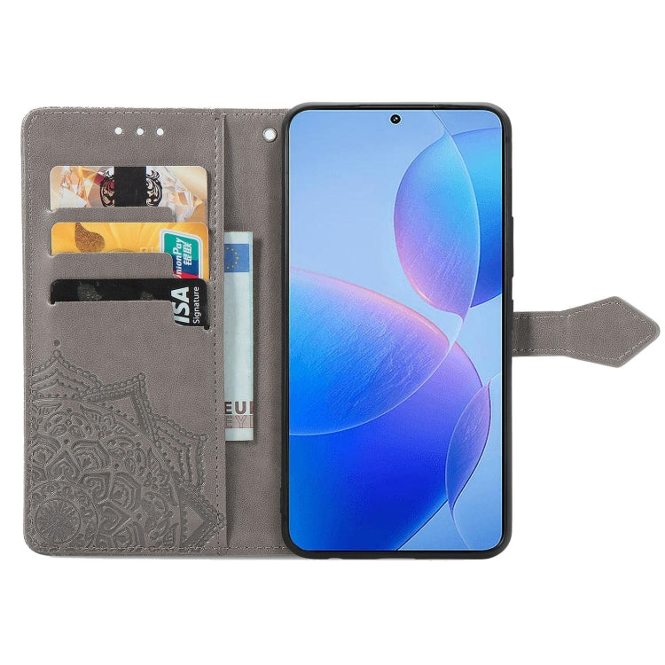 For Xiaomi Redmi K70 Pro Mandala Flower Embossed Leather Phone Case(Grey) - K70 Pro Cases by PMC Jewellery | Online Shopping South Africa | PMC Jewellery | Buy Now Pay Later Mobicred