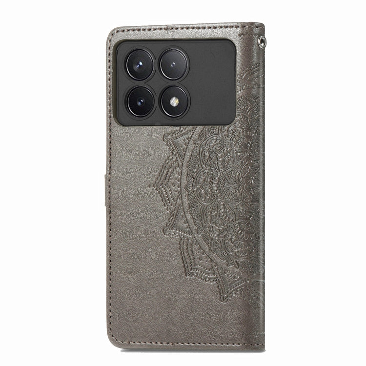 For Xiaomi Redmi K70 Mandala Flower Embossed Leather Phone Case(Grey) - K70 Cases by PMC Jewellery | Online Shopping South Africa | PMC Jewellery | Buy Now Pay Later Mobicred