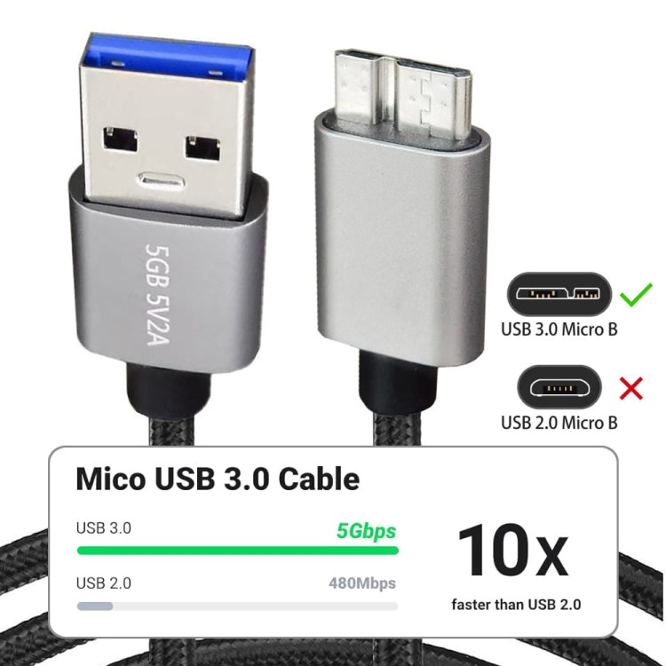 JUNSUNMAY USB 3.0 Male to Micro-B Cord Cable Compatible with Samsung Camera Hard Drive, Length:2m - USB Cable by JUNSUNMAY | Online Shopping South Africa | PMC Jewellery | Buy Now Pay Later Mobicred