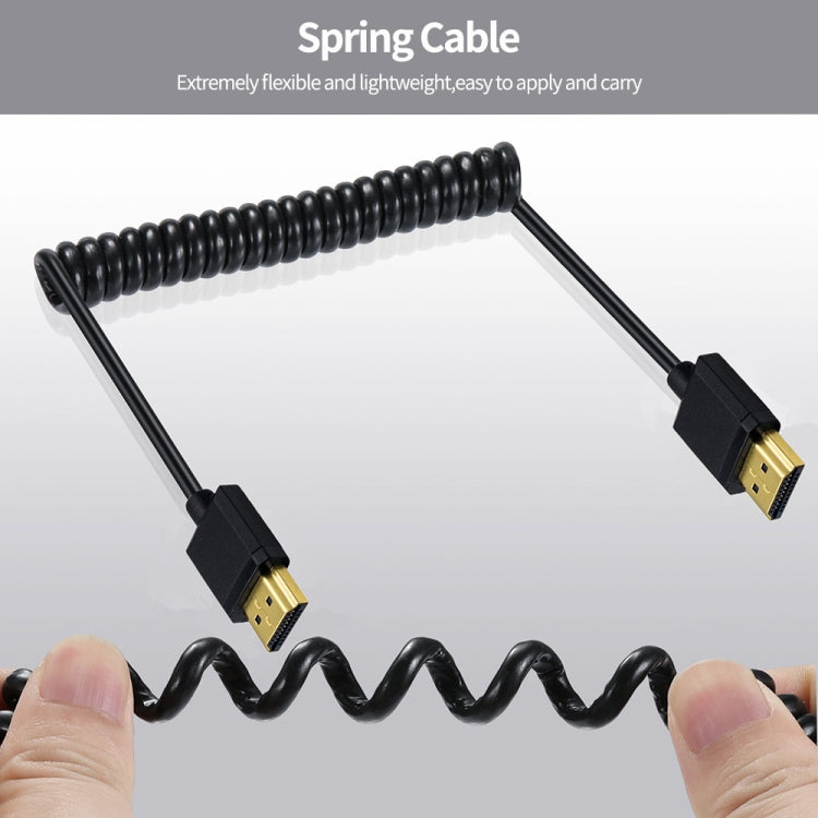 JUNSUNMAY 4K 60Hz HDMI Male to Male HDMI 2.0V Elbow Head Spring Cable, Length:1.2m(Down) - Cable by JUNSUNMAY | Online Shopping South Africa | PMC Jewellery | Buy Now Pay Later Mobicred