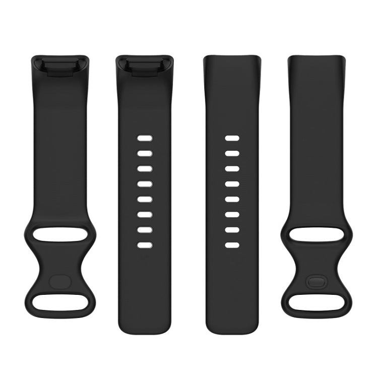 For Fitbit Charge 6 Solid Color Butterfly Buckle Silicone Watch Band, Size:S Size(Black) - Watch Bands by PMC TechLife | Online Shopping South Africa | PMC TechLife | Buy Now Pay Later Mobicred