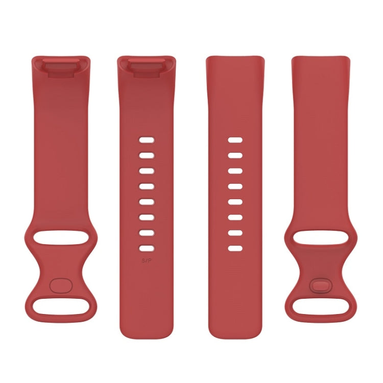 For Fitbit Charge 6 Solid Color Butterfly Buckle Silicone Watch Band, Size:S Size(Red) - Watch Bands by PMC TechLife | Online Shopping South Africa | PMC TechLife | Buy Now Pay Later Mobicred
