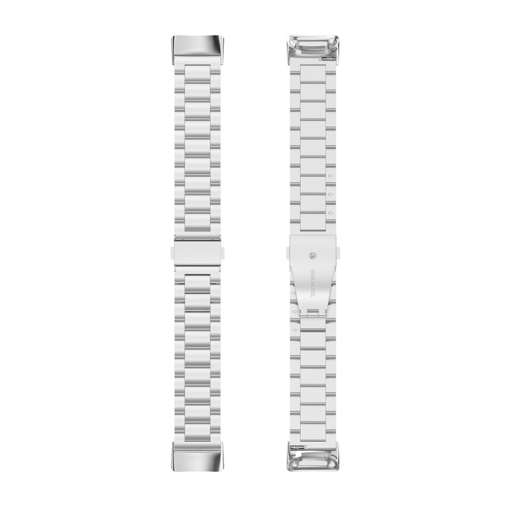 For Fitbit Charge 6 Three Beads Stainless Steel Metal Watch Band(Silver) - Watch Bands by PMC Jewellery | Online Shopping South Africa | PMC Jewellery | Buy Now Pay Later Mobicred