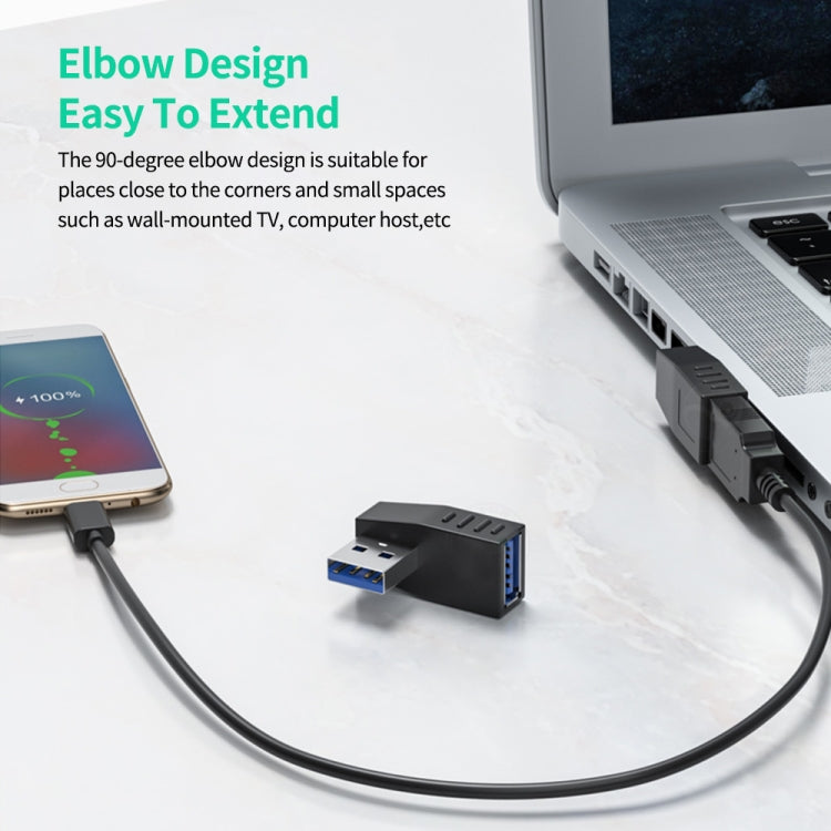 ENKAY USB 3.0 Adapter 90 Degree Angle Male to Female Combo Coupler Extender Connector, Angle:Horizontal Right - USB 3.0 by ENKAY | Online Shopping South Africa | PMC Jewellery | Buy Now Pay Later Mobicred