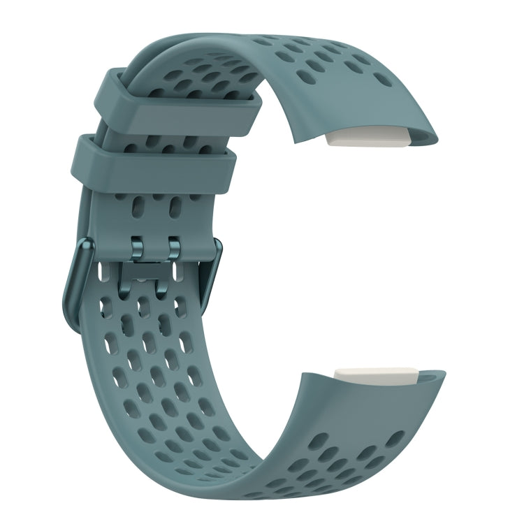 For Fitbit Charge 5 Solid Color Breathable Sports Silicone Watch Band(Blue) - Watch Bands by PMC TechLife | Online Shopping South Africa | PMC TechLife | Buy Now Pay Later Mobicred