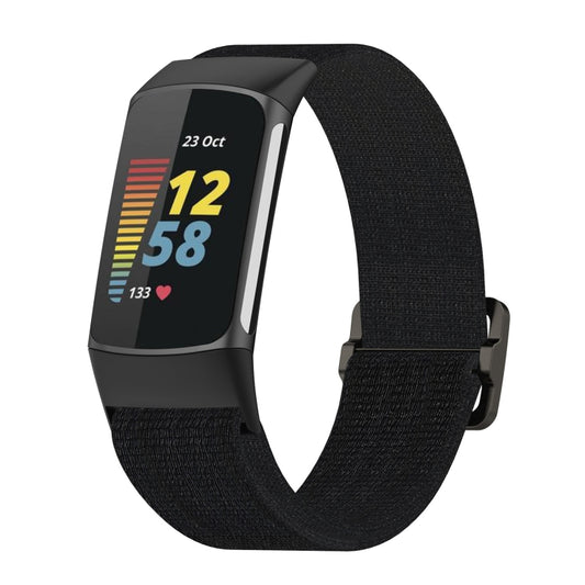 For Fitbit Charge 6 Elastic Nylon Braid Watch Band(Black) - Watch Bands by PMC Jewellery | Online Shopping South Africa | PMC Jewellery | Buy Now Pay Later Mobicred