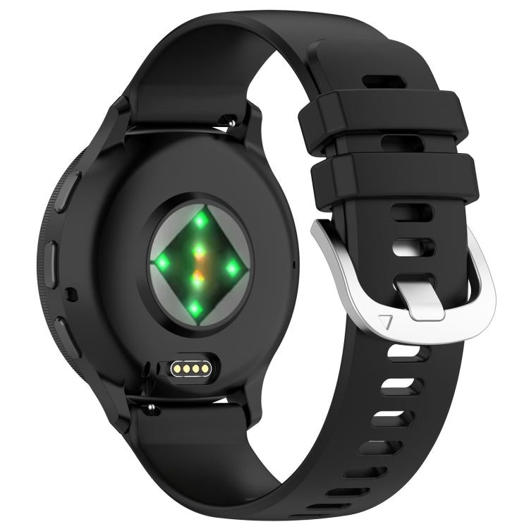 For Garmin Vivoactive 4S Liquid Glossy Silver Buckle Silicone Watch Band(Black) - free shipping - PMC TechLife - Order now!