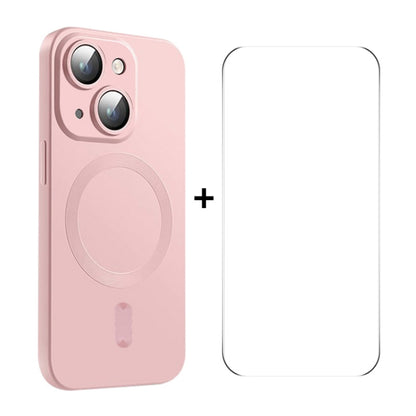 For iPhone 15 ENKAY MagSafe Matte TPU Phone Case with Lens Film & Screen Glass Film(Pink) - iPhone 15 Cases by ENKAY | Online Shopping South Africa | PMC Jewellery