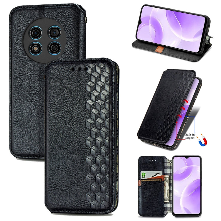 For Ulefone Note 15 Cubic Grid Pressed Magnetic Leather Phone Case(Black) - Ulefone Cases by PMC Jewellery | Online Shopping South Africa | PMC Jewellery | Buy Now Pay Later Mobicred