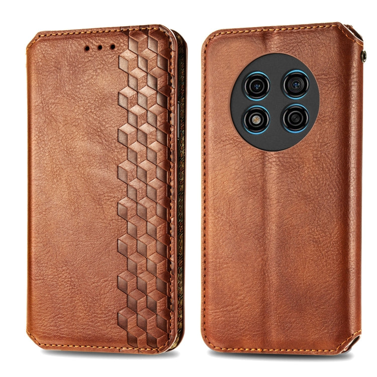 For Ulefone Note 15 Cubic Grid Pressed Magnetic Leather Phone Case(Brown) - Ulefone Cases by PMC Jewellery | Online Shopping South Africa | PMC Jewellery | Buy Now Pay Later Mobicred