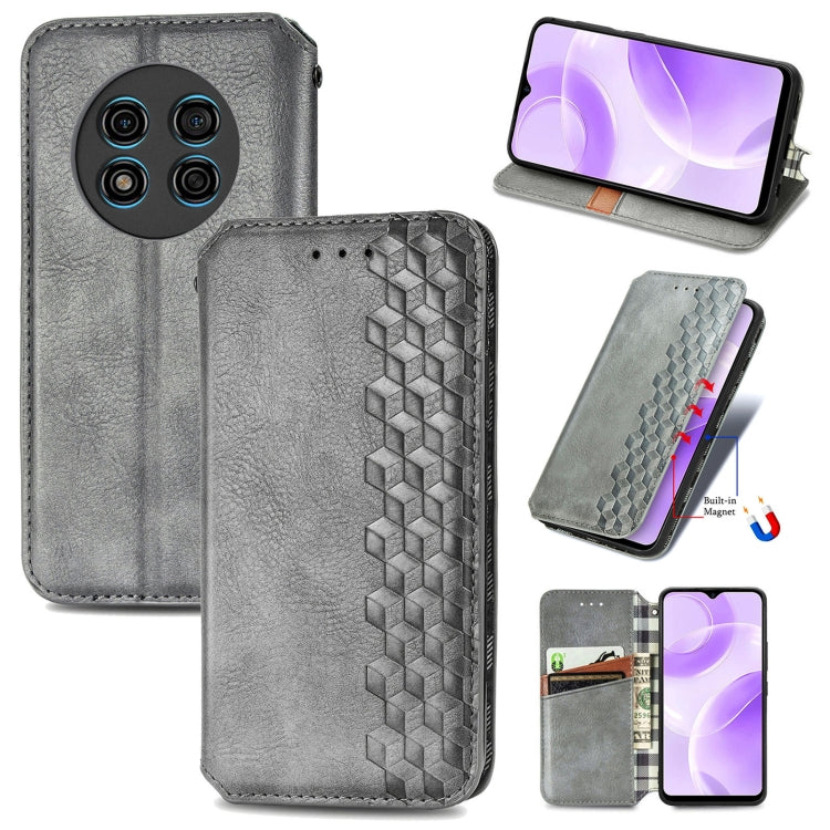 For Ulefone Note 15 Cubic Grid Pressed Magnetic Leather Phone Case(Grey) - Ulefone Cases by PMC Jewellery | Online Shopping South Africa | PMC Jewellery | Buy Now Pay Later Mobicred