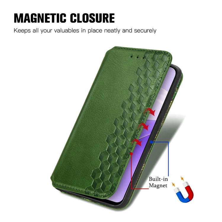 For Ulefone Note 15 Cubic Grid Pressed Magnetic Leather Phone Case(Green) - Ulefone Cases by PMC Jewellery | Online Shopping South Africa | PMC Jewellery | Buy Now Pay Later Mobicred