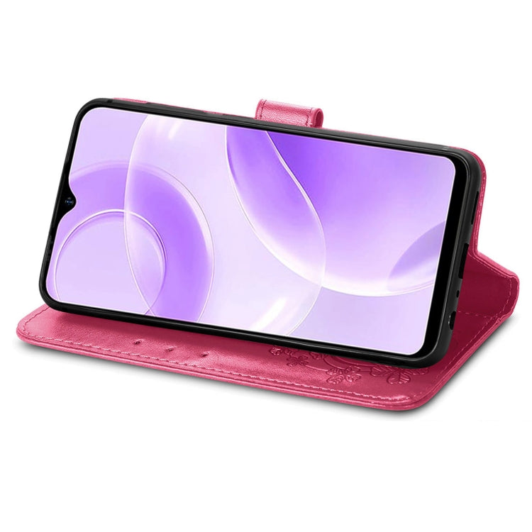 For Ulefone Note 15 Four-leaf Clasp Embossed Buckle Leather Phone Case(Red) - Ulefone Cases by PMC Jewellery | Online Shopping South Africa | PMC Jewellery | Buy Now Pay Later Mobicred