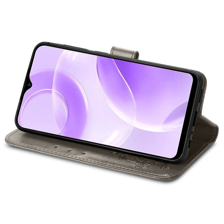 For Ulefone Note 15 Four-leaf Clasp Embossed Buckle Leather Phone Case(Grey) - Ulefone Cases by PMC Jewellery | Online Shopping South Africa | PMC Jewellery | Buy Now Pay Later Mobicred