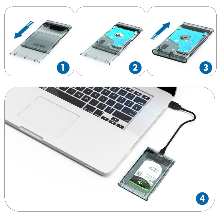 WAVLINK ST239 USB3.0 Transparent SATA External Solid-state SSD 2.5-inch Mobile Hard Disk Case - HDD Enclosure by WAVLINK | Online Shopping South Africa | PMC Jewellery | Buy Now Pay Later Mobicred