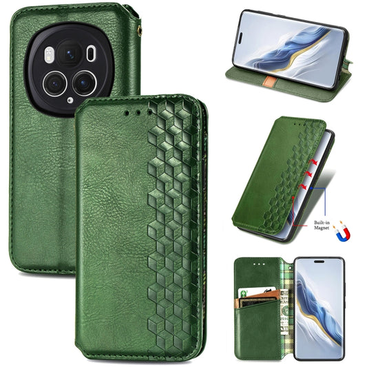 For Honor Magic6 Pro Cubic Grid Pressed Magnetic Leather Phone Case(Green) - Honor Cases by PMC Jewellery | Online Shopping South Africa | PMC Jewellery | Buy Now Pay Later Mobicred