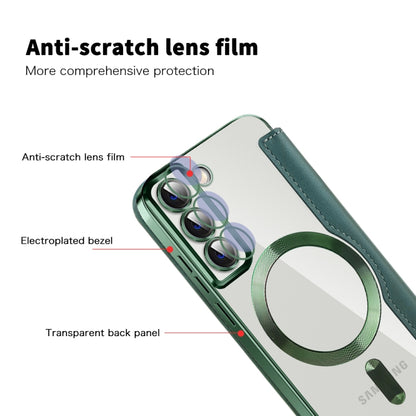 For Samsung Galaxy S22+ 5G MagSafe Magnetic RFID Anti-theft Leather Phone Case(Green) - Galaxy S22 5G Cases by PMC Jewellery | Online Shopping South Africa | PMC Jewellery