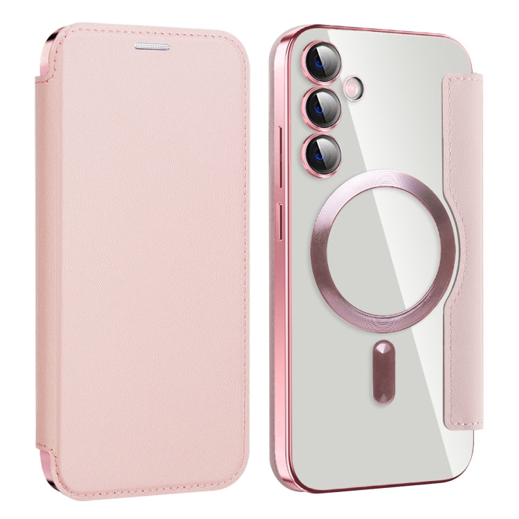 For Samsung Galaxy S23 FE 5G MagSafe Magnetic RFID Anti-theft Leather Phone Case(Pink) - Galaxy S23 FE 5G Cases by PMC Jewellery | Online Shopping South Africa | PMC Jewellery