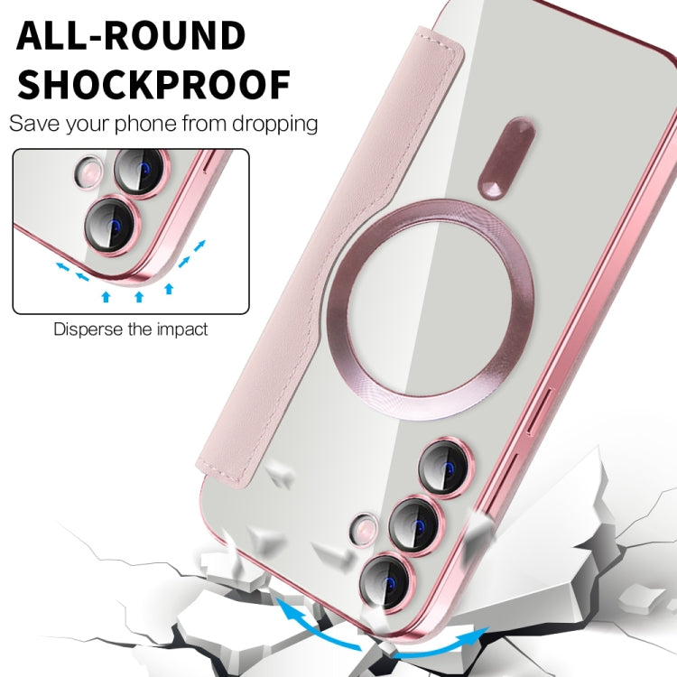 For Samsung Galaxy S23 FE 5G MagSafe Magnetic RFID Anti-theft Leather Phone Case(Pink) - Galaxy S23 FE 5G Cases by PMC Jewellery | Online Shopping South Africa | PMC Jewellery