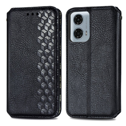 For Motorola Moto G24 Power Cubic Grid Pressed Magnetic Leather Phone Case(Black) - Motorola Cases by PMC Jewellery | Online Shopping South Africa | PMC Jewellery | Buy Now Pay Later Mobicred