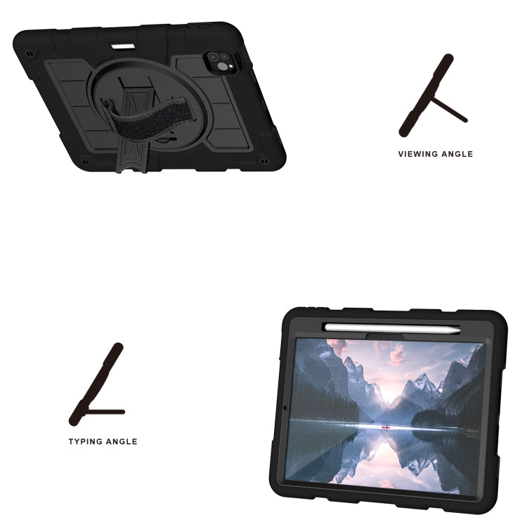 For iPad Pro 11 2024 Silicone Hybrid PC Shockproof Tablet Case with Shoulder Strap(Black) - iPad Pro 11 2024 Cases by PMC TechLife | Online Shopping South Africa | PMC TechLife | Buy Now Pay Later Mobicred