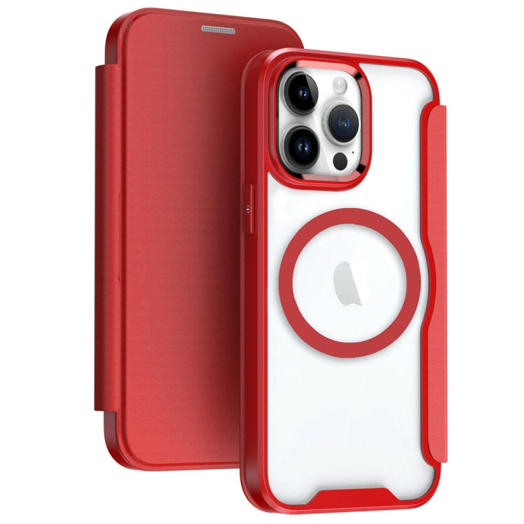 For iPhone 12 Pro Max RFID Blocking Adsorption Flip MagSafe Leather Phone Case(Red) - free shipping - PMC TechLife - Order now!