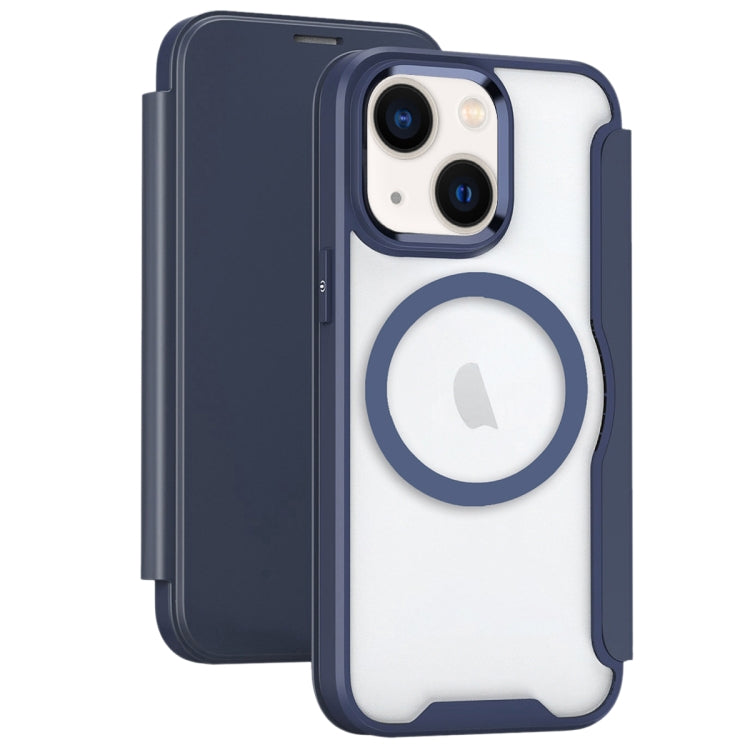 For iPhone 14 MagSafe RFID Blocking Adsorption Flip Leather Phone Case(Purple) - iPhone 14 Cases by PMC TechLife | Online Shopping South Africa | PMC TechLife