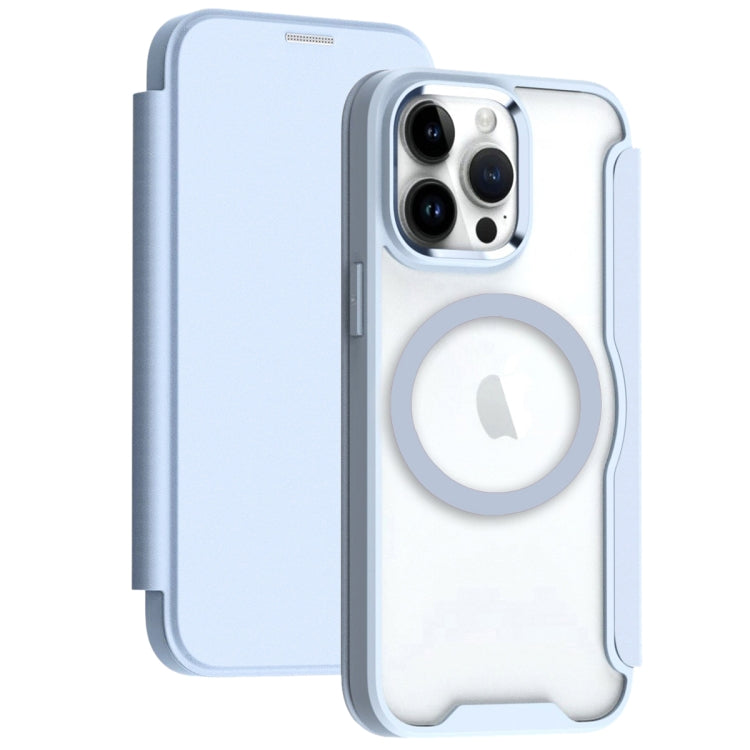 For iPhone 15 Pro Max MagSafe RFID Blocking Adsorption Flip Leather Phone Case(Blue) - iPhone 15 Pro Max Cases by PMC TechLife | Online Shopping South Africa | PMC TechLife