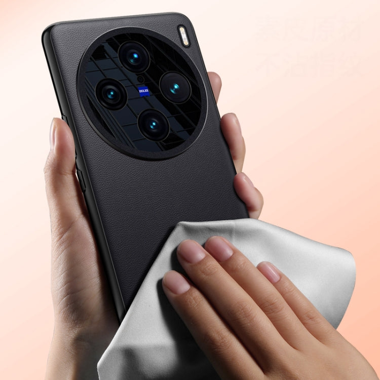 For vivo X100 Plain-leather All-inclusive Shockproof Phone Case(White) - X100 Cases by PMC TechLife | Online Shopping South Africa | PMC TechLife