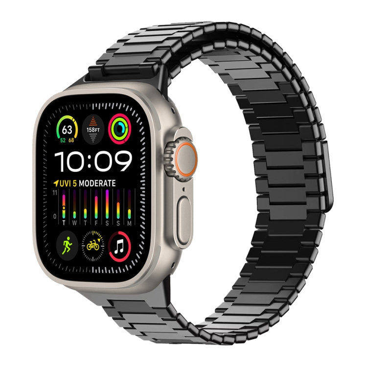 For Apple Watch Ultra 2 49mm Bamboo Magnetic Stainless Steel Metal Watch Strap(Black) - Watch Bands by PMC Jewellery | Online Shopping South Africa | PMC Jewellery