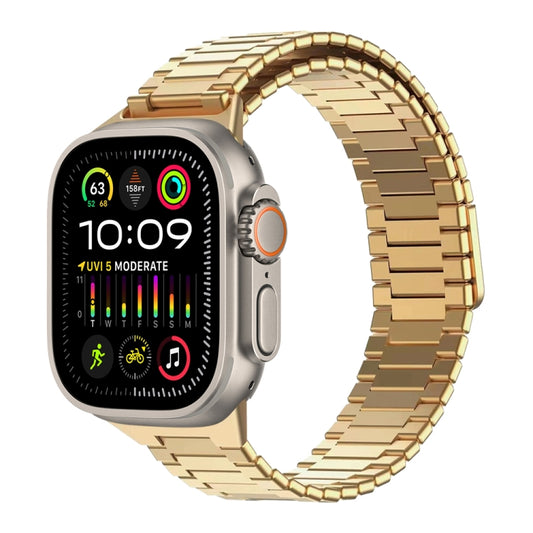 For Apple Watch Ultra 2 49mm Bamboo Magnetic Stainless Steel Metal Watch Strap(Gold) - Watch Bands by PMC Jewellery | Online Shopping South Africa | PMC Jewellery