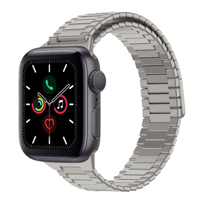 For Apple Watch Series 5 40mm Bamboo Magnetic Stainless Steel Metal Watch Strap(Titanium Color) - Watch Bands by PMC Jewellery | Online Shopping South Africa | PMC Jewellery