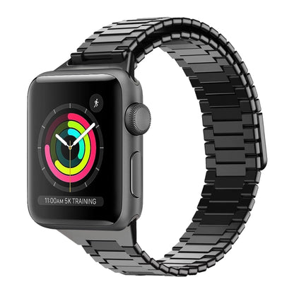 For Apple Watch Series 3 38mm Bamboo Magnetic Stainless Steel Metal Watch Strap(Black) - Watch Bands by PMC Jewellery | Online Shopping South Africa | PMC Jewellery