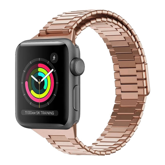 For Apple Watch Series 3 38mm Bamboo Magnetic Stainless Steel Metal Watch Strap(Rose Gold) - Watch Bands by PMC Jewellery | Online Shopping South Africa | PMC Jewellery