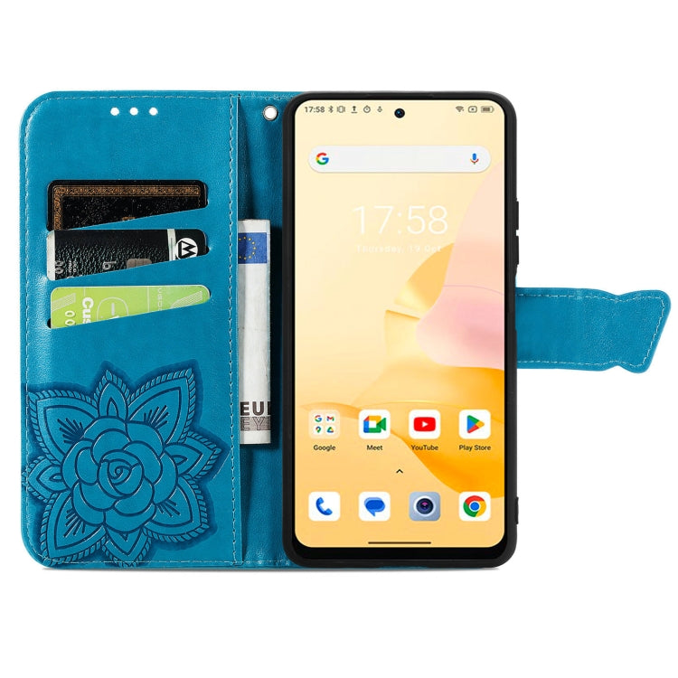 For Blackview Shark 8 Butterfly Love Flower Embossed Leather Phone Case(Blue) - More Brand by PMC Jewellery | Online Shopping South Africa | PMC Jewellery | Buy Now Pay Later Mobicred