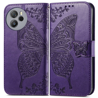 For Blackview Shark 8 Butterfly Love Flower Embossed Leather Phone Case(Dark Purple) - More Brand by PMC Jewellery | Online Shopping South Africa | PMC Jewellery | Buy Now Pay Later Mobicred