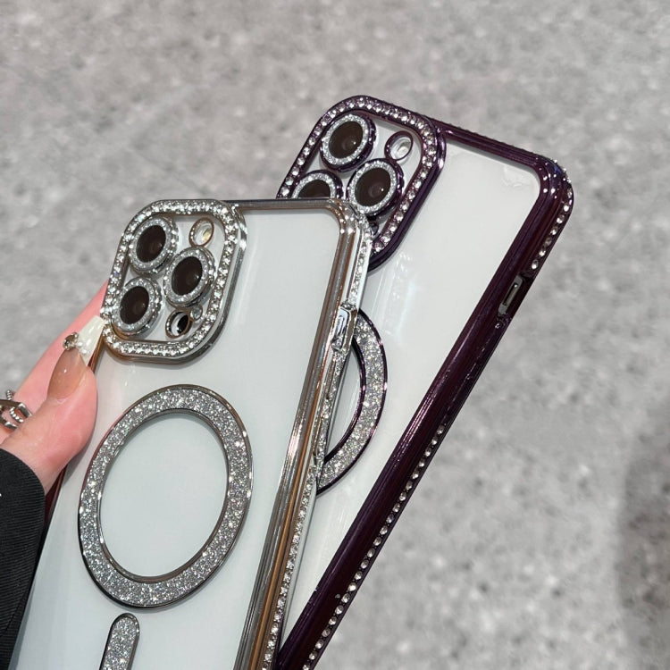 For iPhone 14 Pro Max Diamond Plated MagSafe TPU Phone Case(Silver) - iPhone 14 Pro Max Cases by PMC TechLife | Online Shopping South Africa | PMC TechLife | Buy Now Pay Later Mobicred