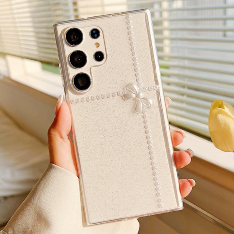 For Samsung Galaxy S25 Ultra 5G Pearl Bow Glitter Epoxy TPU Phone Case(Cross Knots) - Galaxy S25 Ultra 5G Cases by PMC Jewellery | Online Shopping South Africa | PMC Jewellery | Buy Now Pay Later Mobicred