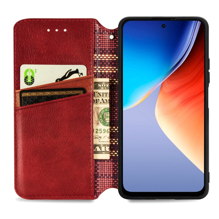 For Blackview A96 Cubic Grid Pressed Magnetic Leather Phone Case(Red) - More Brand by PMC TechLife | Online Shopping South Africa | PMC TechLife | Buy Now Pay Later Mobicred