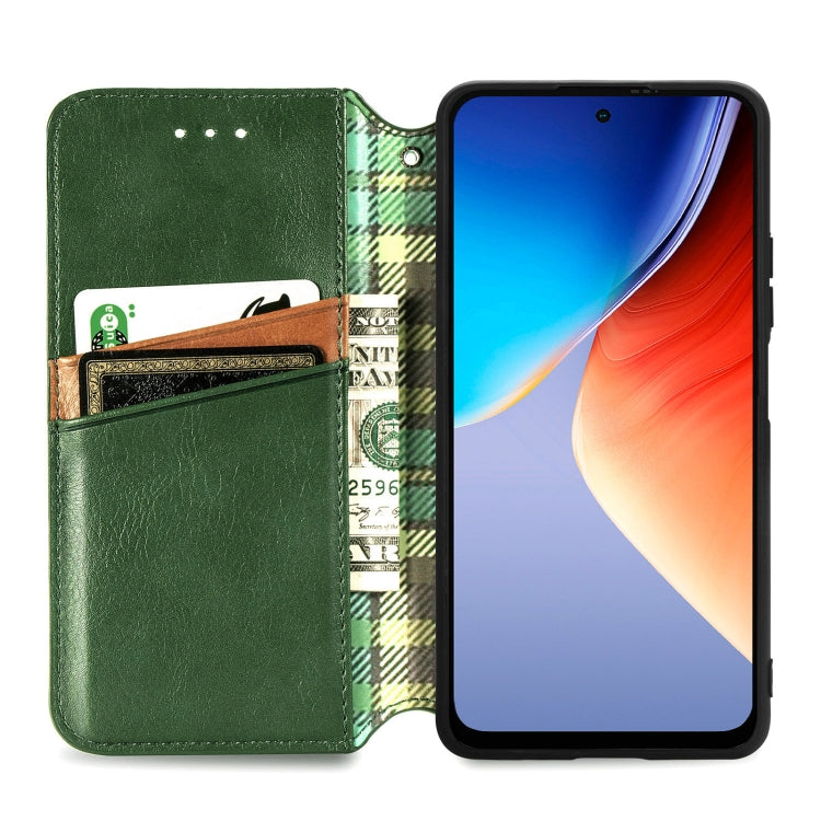 For Blackview A96 Cubic Grid Pressed Magnetic Leather Phone Case(Green) - More Brand by PMC Jewellery | Online Shopping South Africa | PMC Jewellery