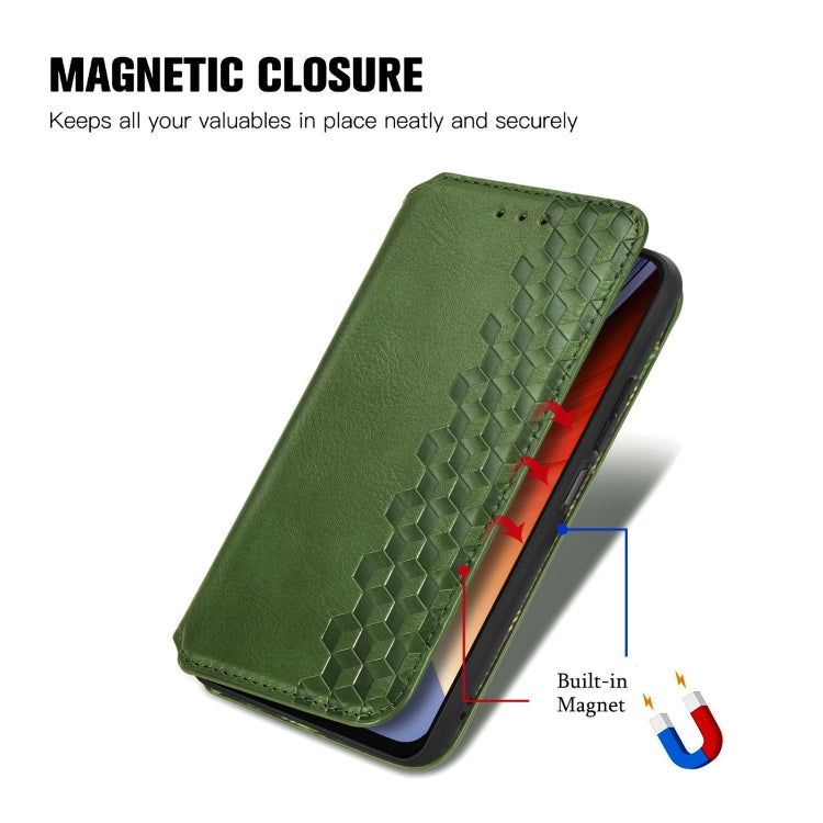 For Blackview A96 Cubic Grid Pressed Magnetic Leather Phone Case(Green) - More Brand by PMC Jewellery | Online Shopping South Africa | PMC Jewellery